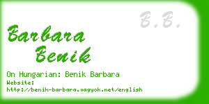 barbara benik business card
